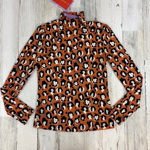 La Double J Turtleneck Shirt XS Lady Leopard Skinny Jersey Top NWT - Picture 1 of 12